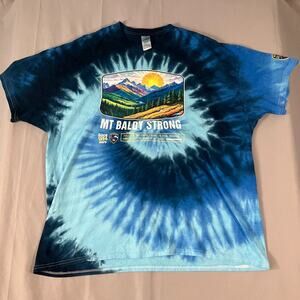 Colortone Mt Baldy Strong Men’s 2XL Blue Tie Dye T-Shirt Mountain Graphic Outdoo